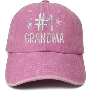 Unisex Pink Washed No.1 Grandma Embroidery Adjustable Classic Baseball Caps